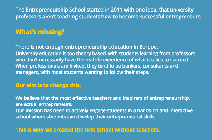 Programme Entrepreneurship School