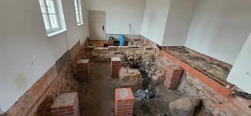Der zukünftige Ausstellungsraum ohne Fußboden