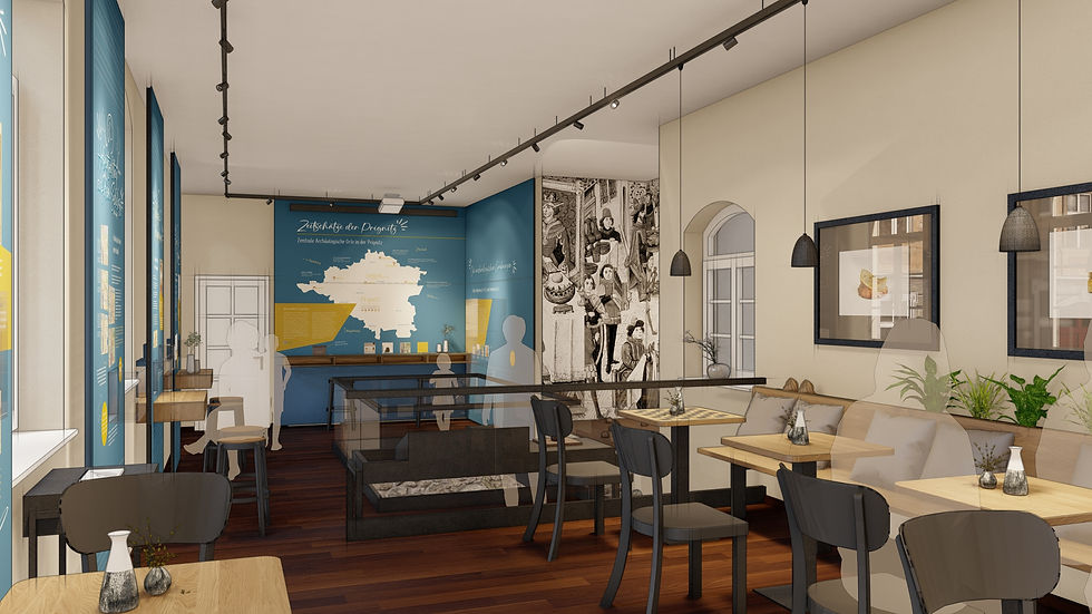 Rendering des Museumscafés in Schloss Meyenburg