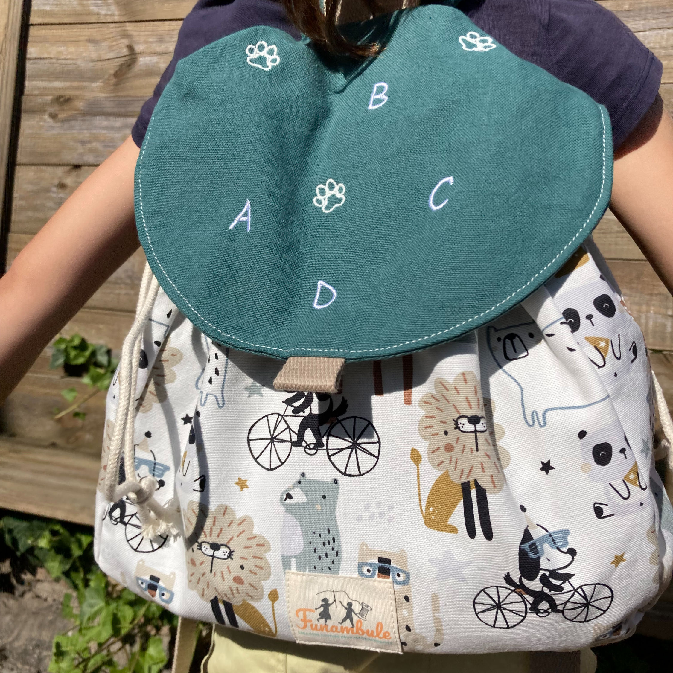 Sac à dos enfant "Les animaux rigolos" / vert