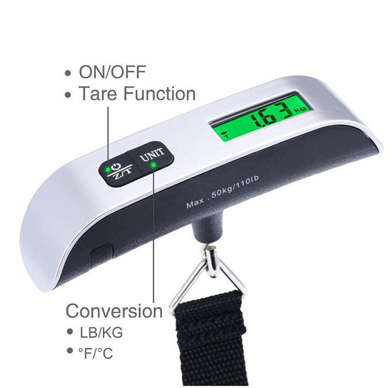 Thumbnail: Portable Scale Digital LCD Display 110lb/50kg Electronic Luggage Hanging Suitcas