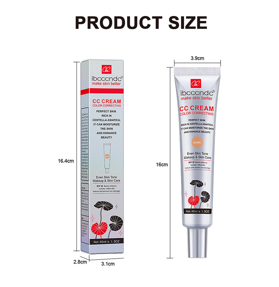 Thumbnail: 45ml Color Correcting CC Cream Facial Centella Asiatica Repair BB Cream Natural 