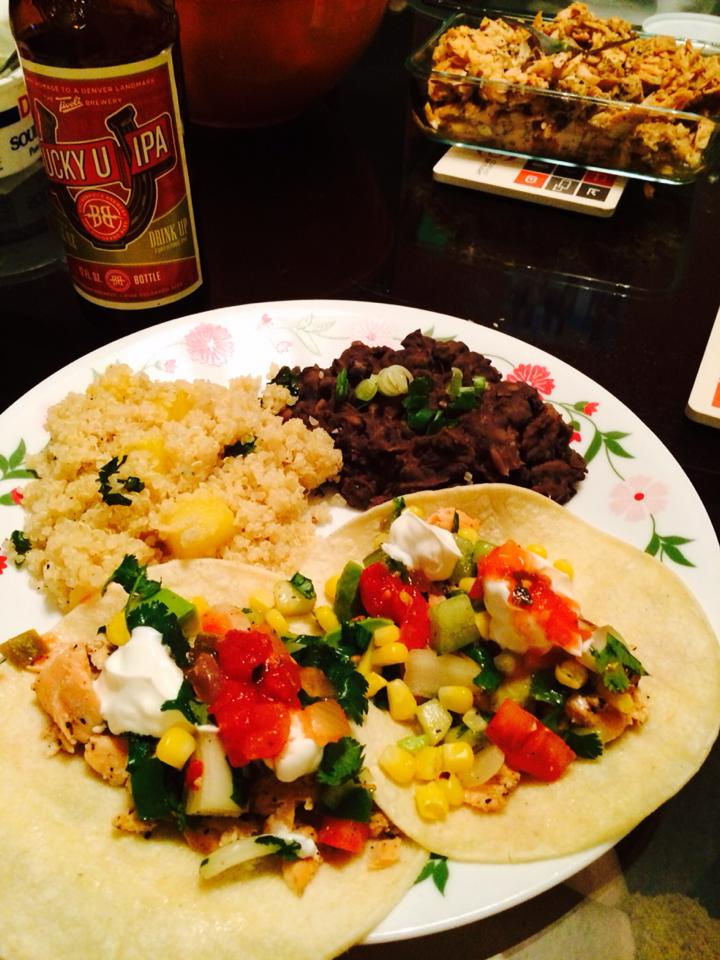 Fish tacos w/ black beans and quinoa