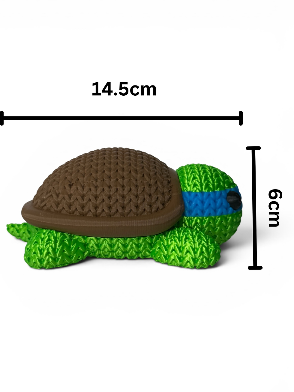 Thumbnail: Blue knitted-style 3D Printed Ninja turtle dimensions