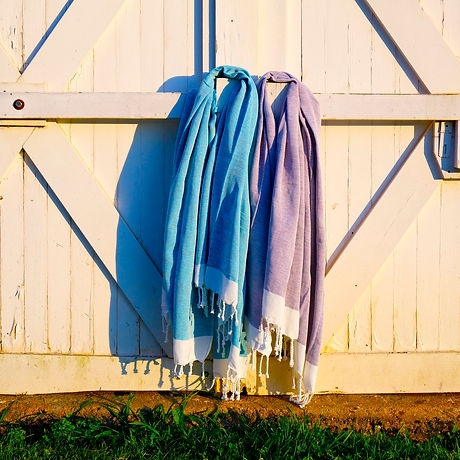 Turkish cotton/bamboo towels on a barn door.