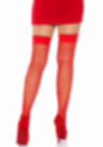 Fishnet thigh highs σε κόκκινο χρώμα για lingerie εμφάνιση