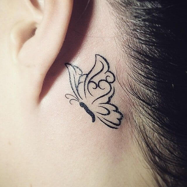 butterfly tattoos behind the ear