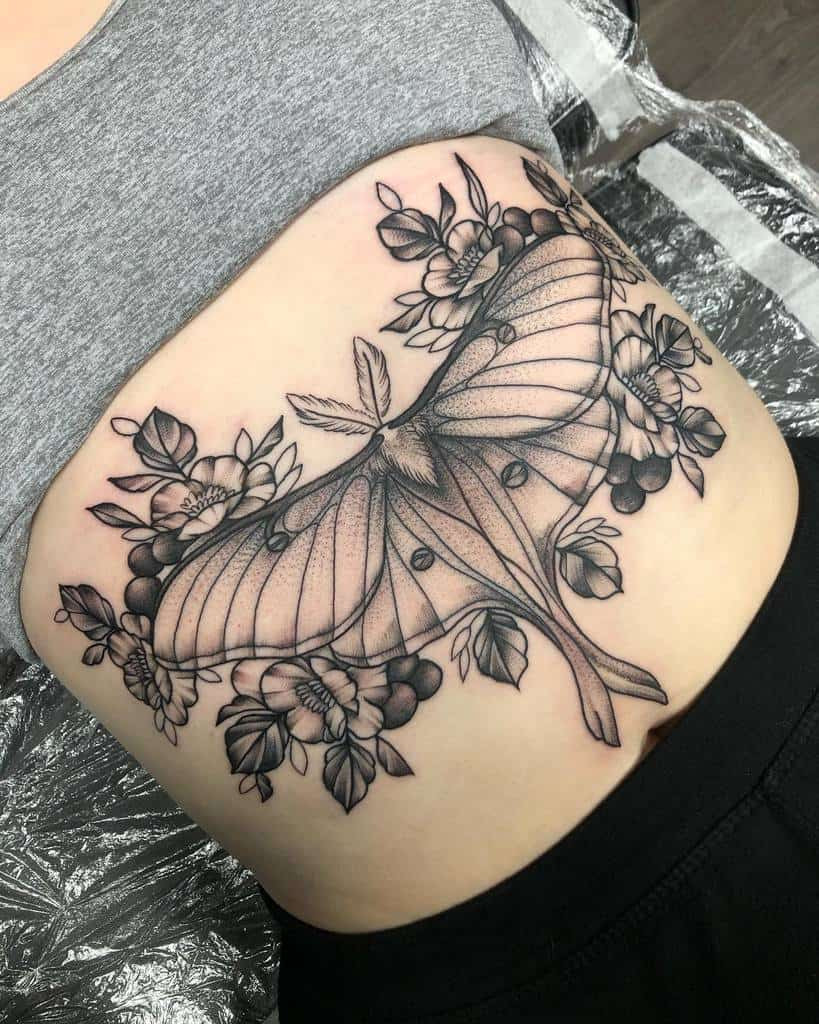 traditional moth tattoo design