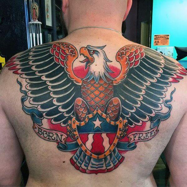 traditional eagle back tattoo