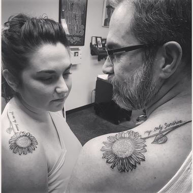 father daughter tattoos sunflower