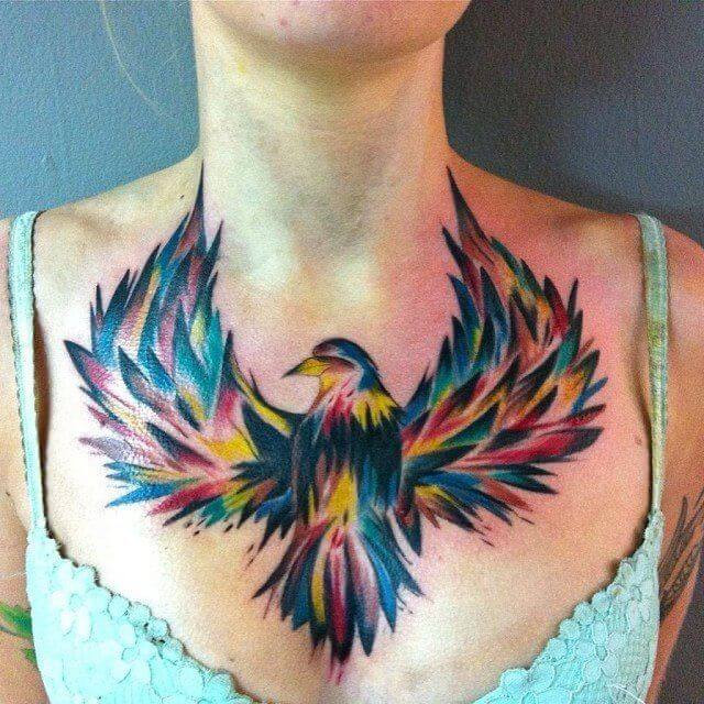 female eagle chest tattoo
