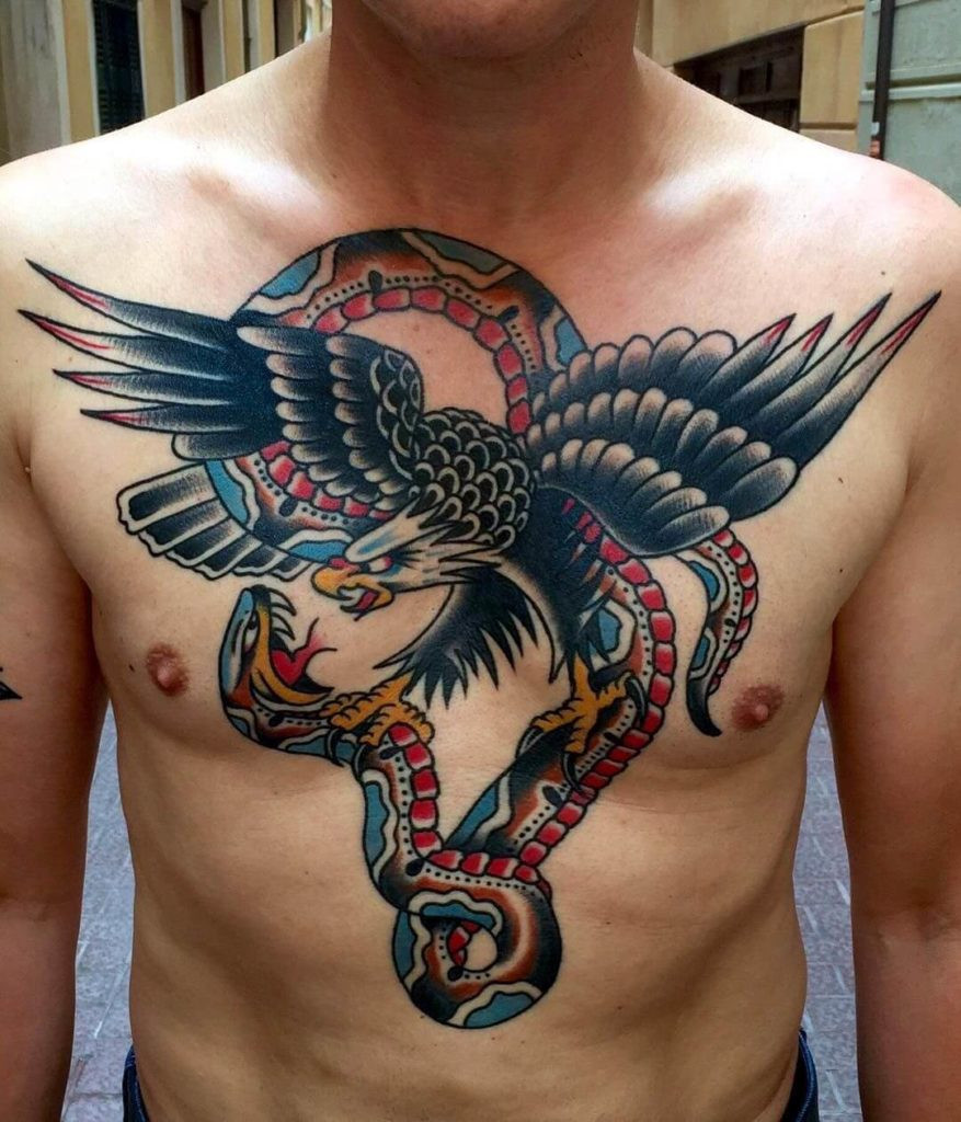 eagle and snake chest tattoo