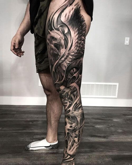 sleeve tattoo on leg