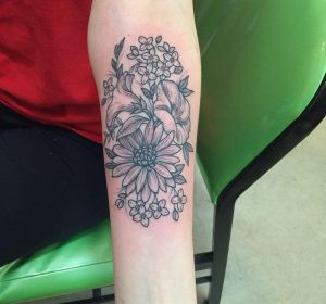 Aster and Morning Glory Tattoo