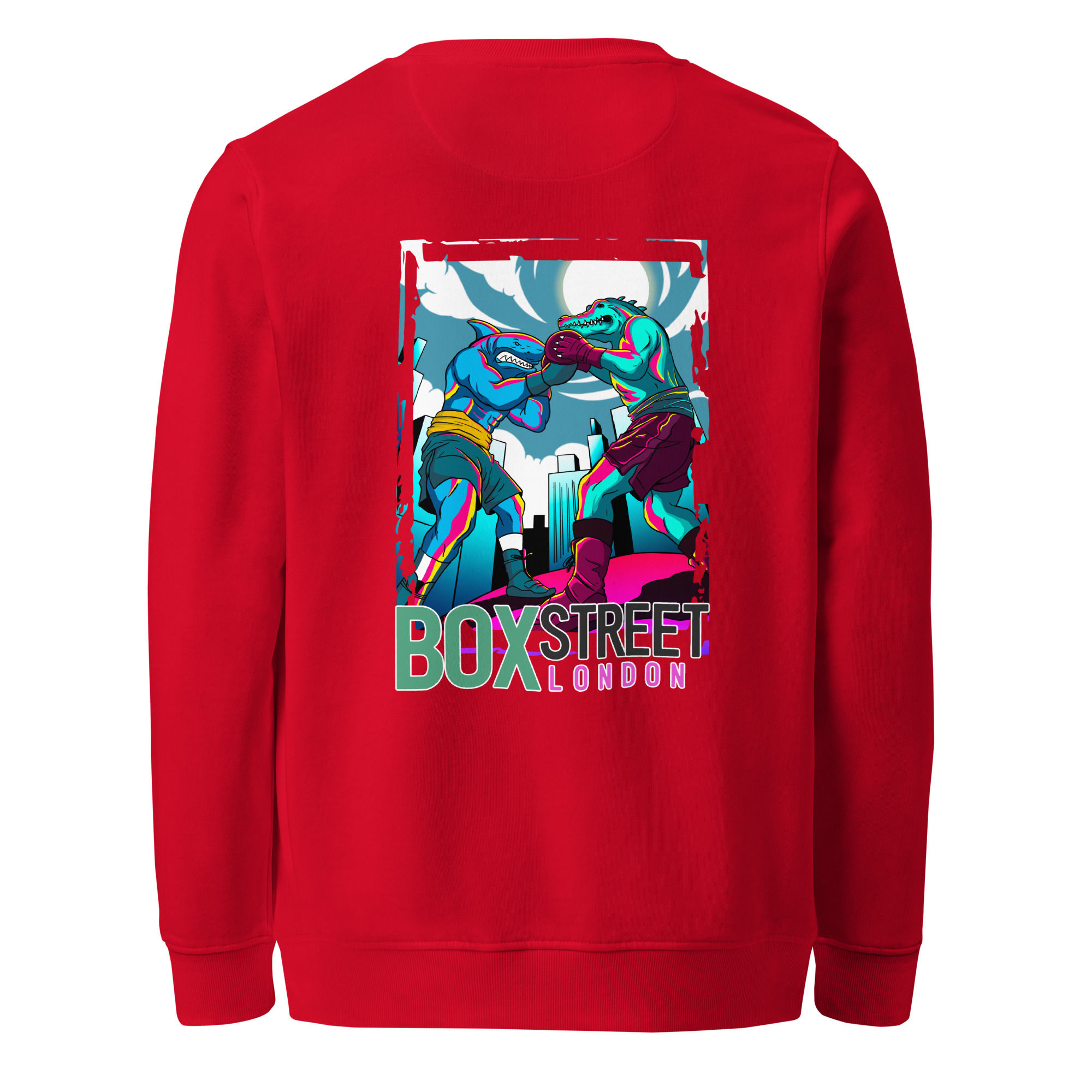 Streetwear Boxing Sweatshirt- SHARK/CROC Red