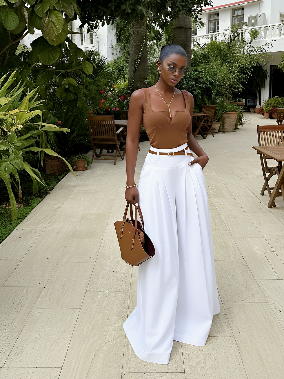 Thumbnail: Belted Wide-Leg Pants