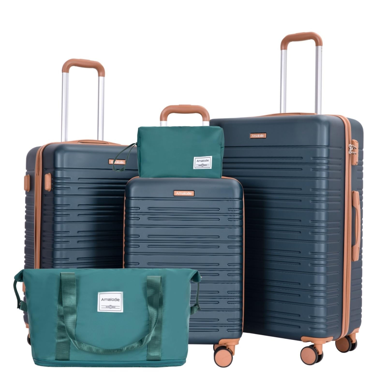 Amalodie Luggage Sets 5 Piece Suitcases with Double Spinner WheelSuitcase Set AB