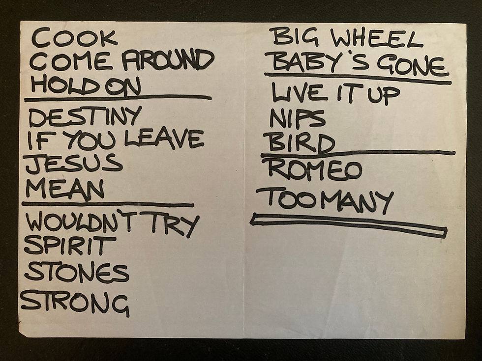Setlist circa 1985.