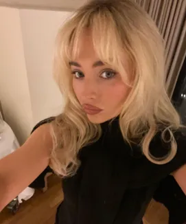 Blonde long hair with curtain bangs