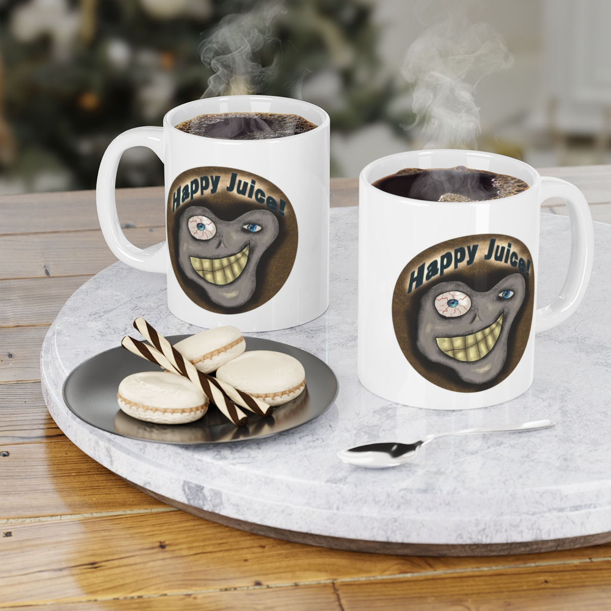 Ceramic Mug. custom art. *Happy Juice* (11oz\15oz\20oz)