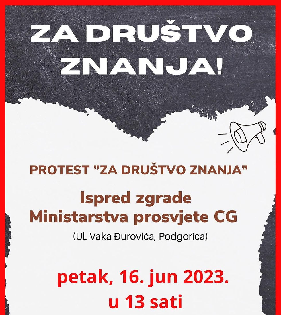 protest za drustvo znanja PCCG Udruženje roditelji udruženje profesora matematike Olivera Leković Mato Kankaraš Mihailovic kristina