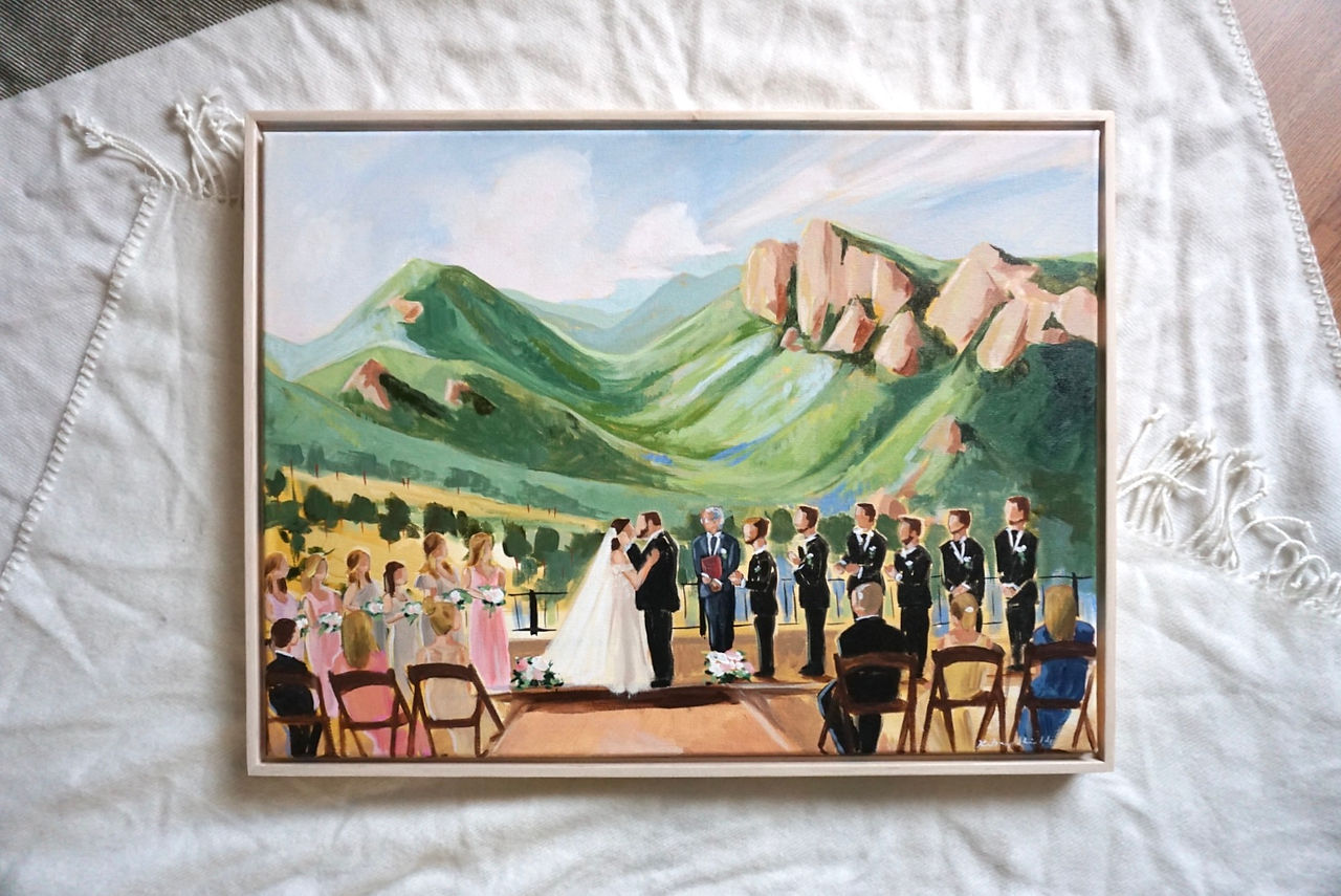 Black Canyon Inn captured in paint during a wedding ceremony. 
