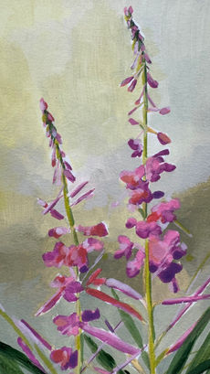 fireweed painting on a light green background
