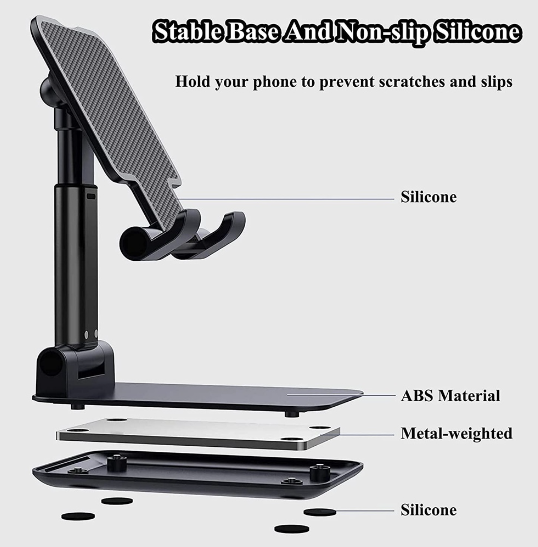 Suporte Para Celular e Tablet Dobrável Portátil Ajustável Apoio Mesa