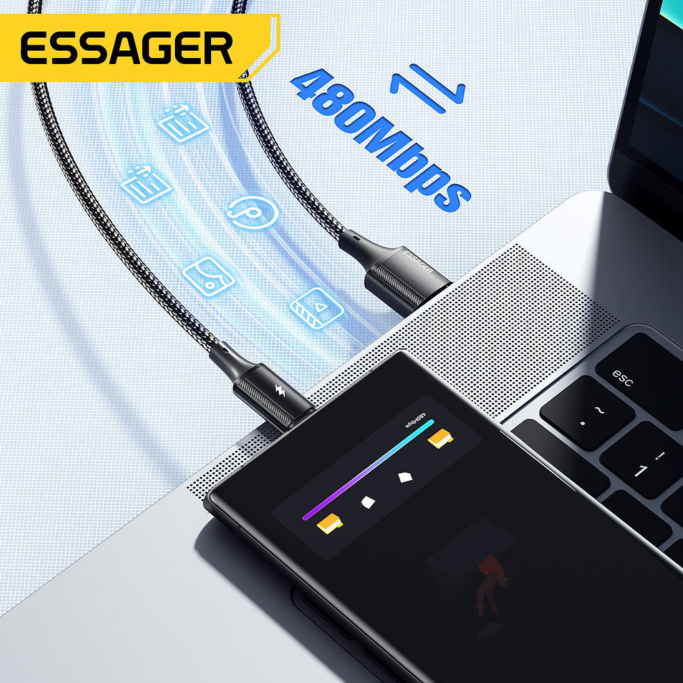 Miniatura: Cabo USB-A para USB-C ESSAGER Turbo 120W 6A Fast Charge