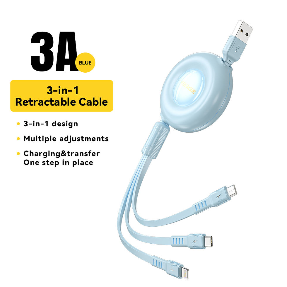 Miniatura: Essager retrátil 66w 3 em 1 cabo de carga usb 6a carregador rápido tipo c cabo