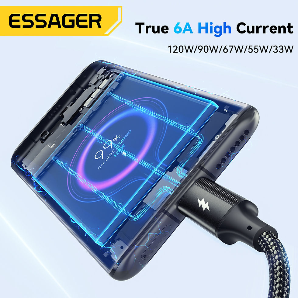 Miniatura: Cabo USB-A para USB-C ESSAGER Turbo 120W 6A Fast Charge