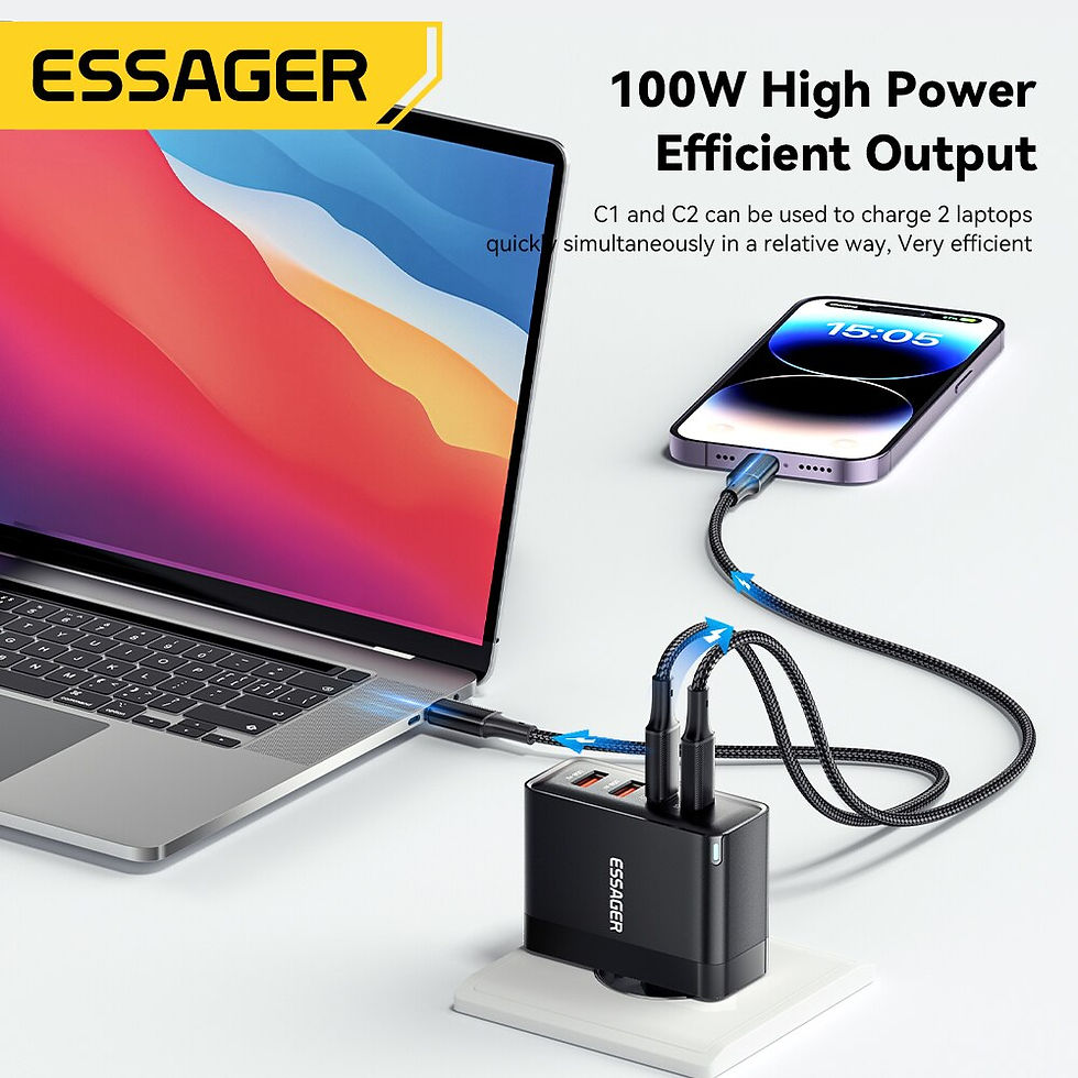 Miniatura: Carregador GaN Essager 100W USB-C PD Quick Charge