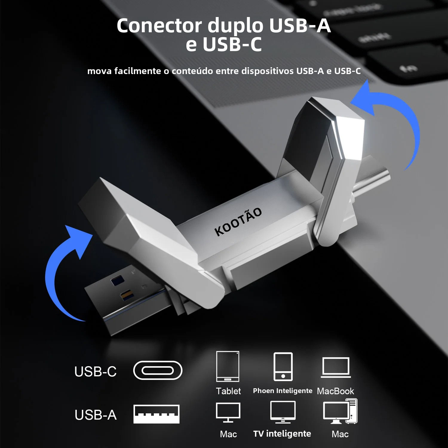 KOOTION U54 Pendrive USB C Flash Drive 256GB 512GB 450MB/s USB 3.2 Gen2x2 Dual D