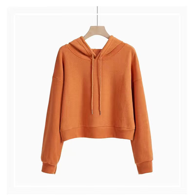 Hình thu nhỏ: Áo hoodies croptop nỉ da cá trơn