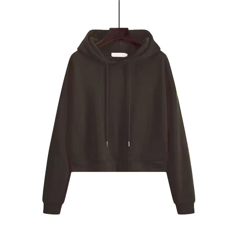 Hình thu nhỏ: Áo hoodies croptop nỉ da cá trơn