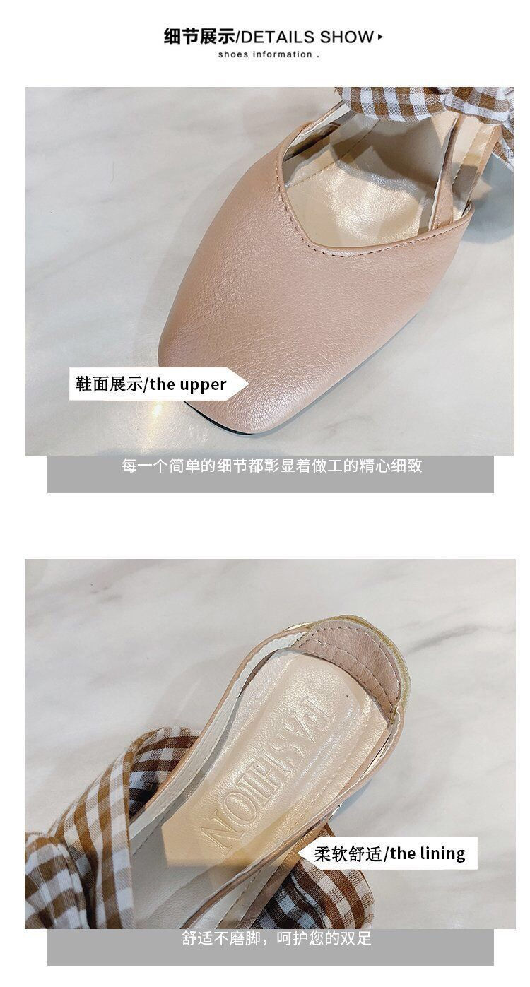 Hình thu nhỏ: Giày đế vuông phối nơ kẻ caro 