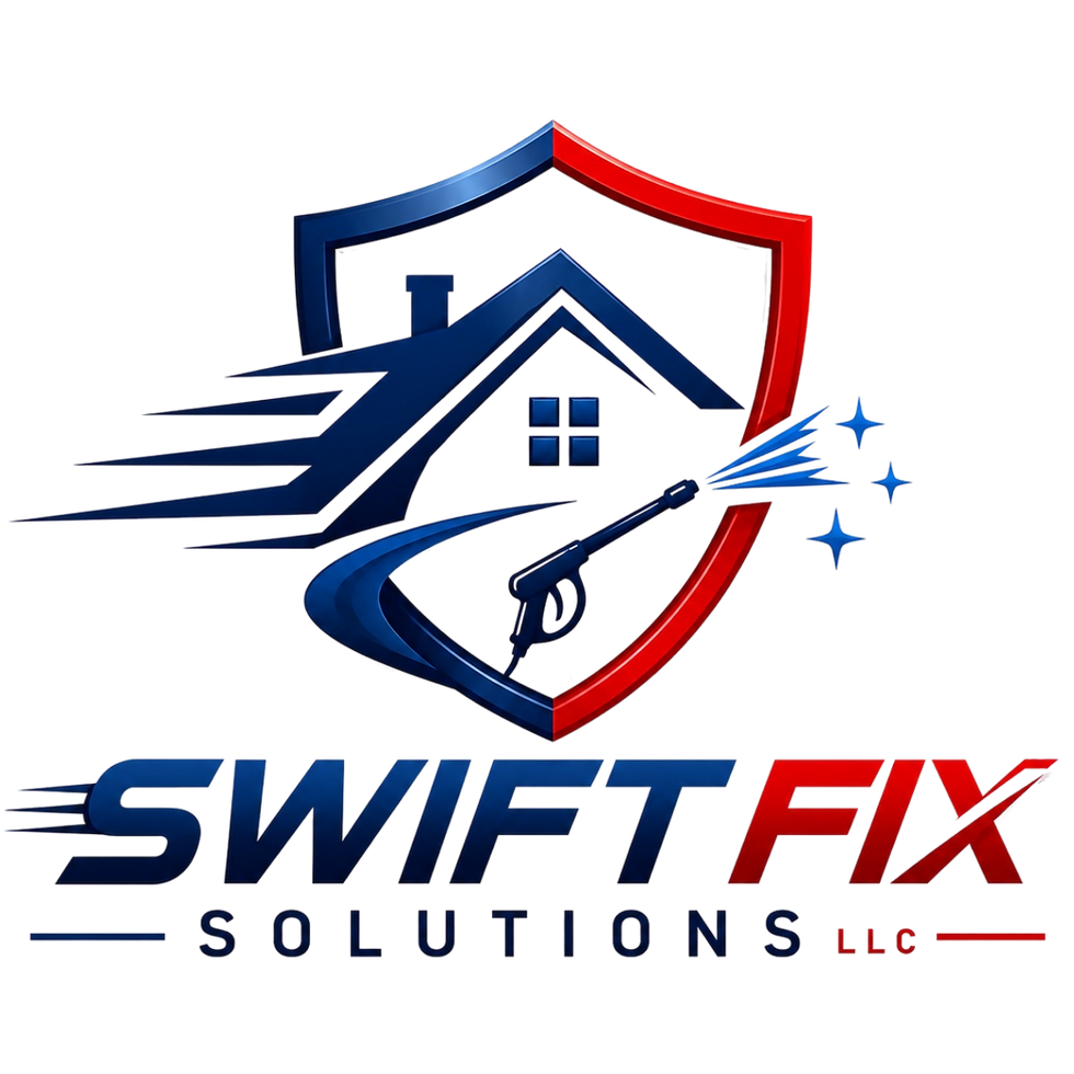 Swift Fix Solutions LLC logo with house and shield