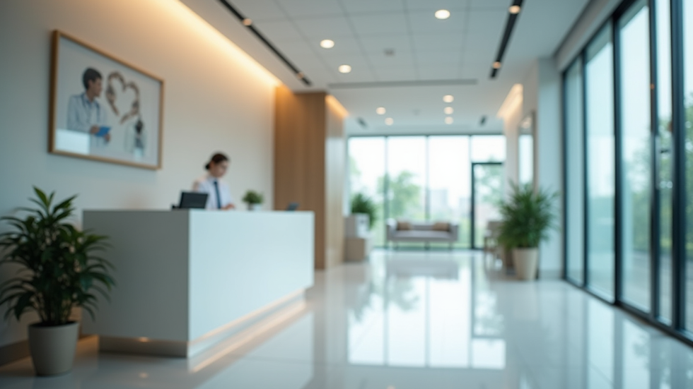Eye-level view of a modern ENT clinic reception area