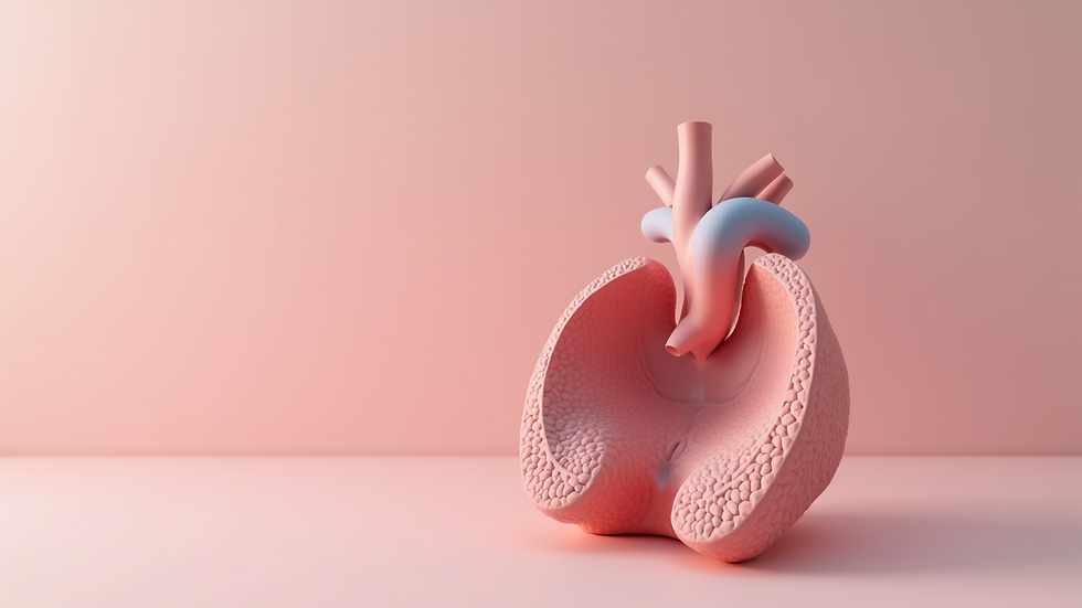 Close-up view of a thyroid gland model