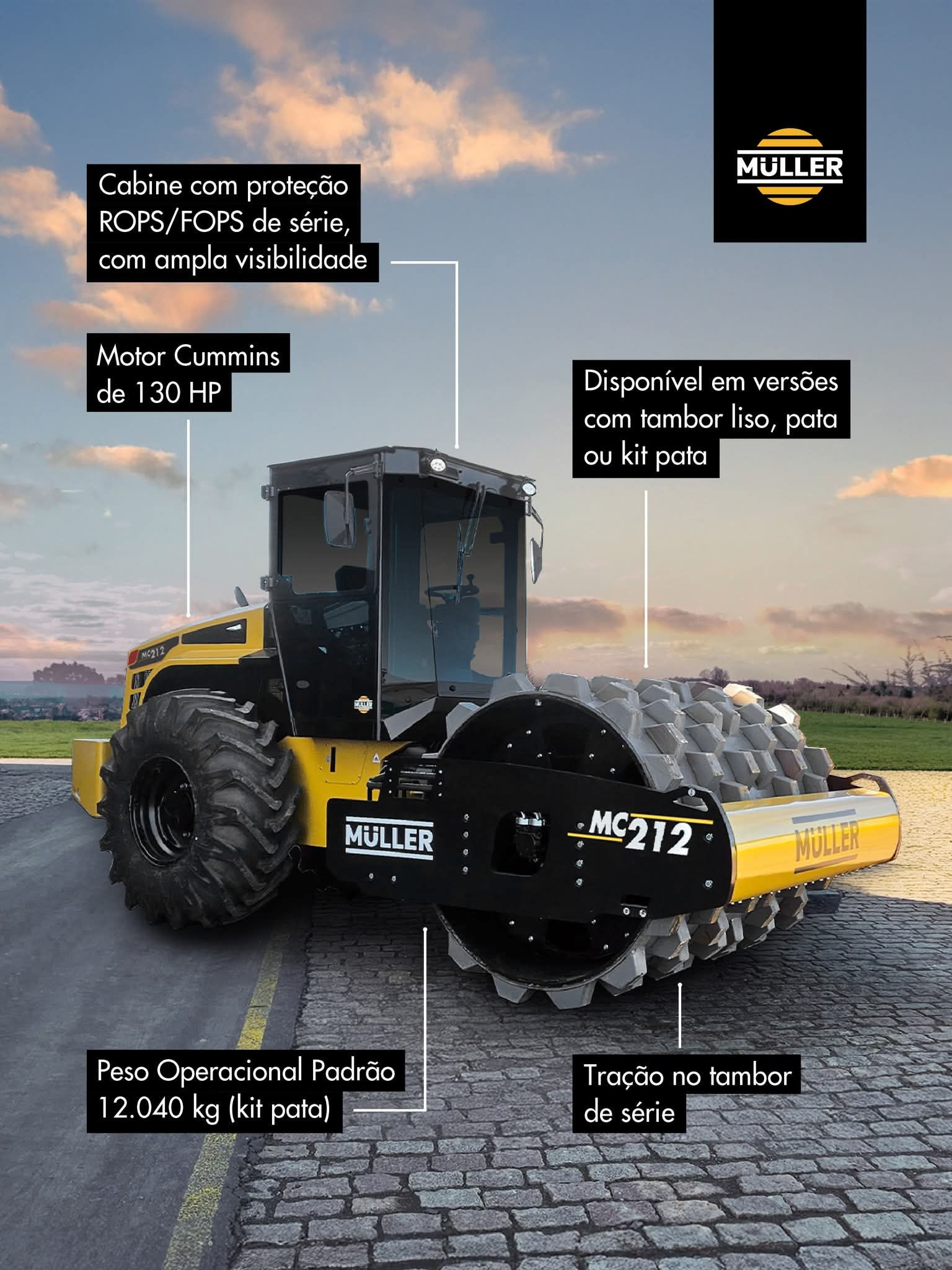 Rolo compactador Müller kit pata PD