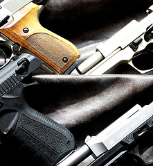 Four Handguns Displayed