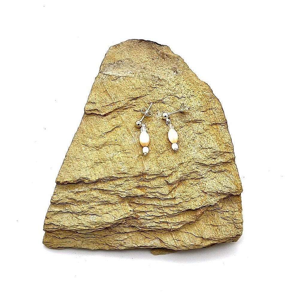 Sterling Silver And Mother Of Pearl Dangle Earrings