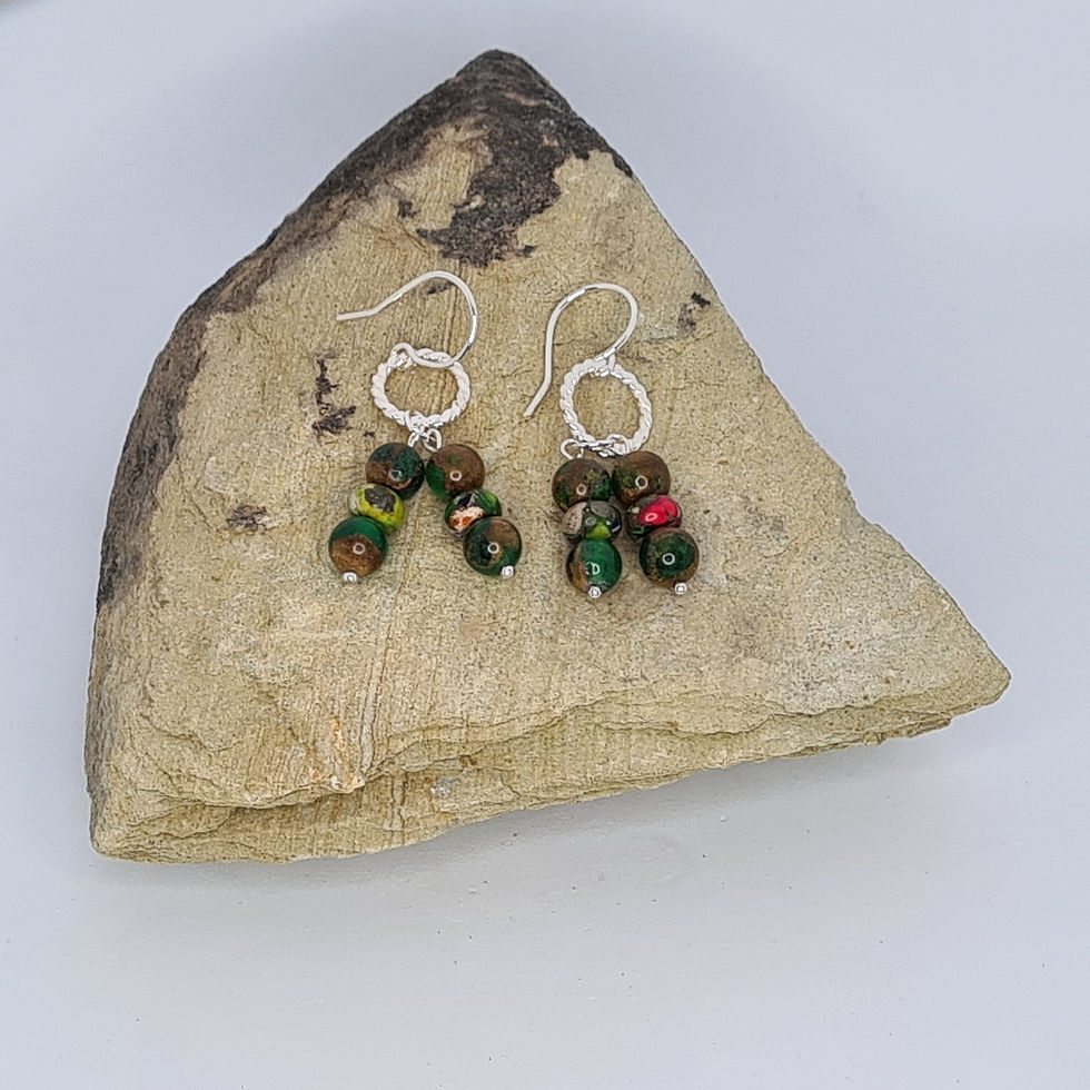 Sterling Silver And Imperial Jasper Dangle Earrings