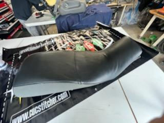 black leather motorcycle seat