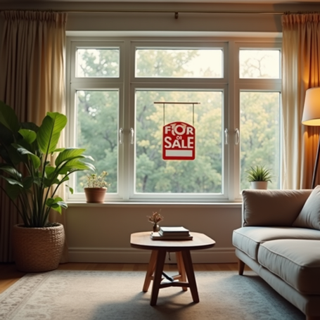 Living room of a home for sale