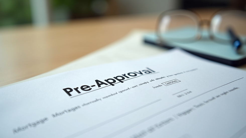 Close-up view of a mortgage pre-approval letter on a table