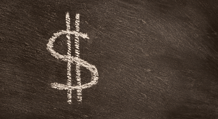 Money sign on a blackboard