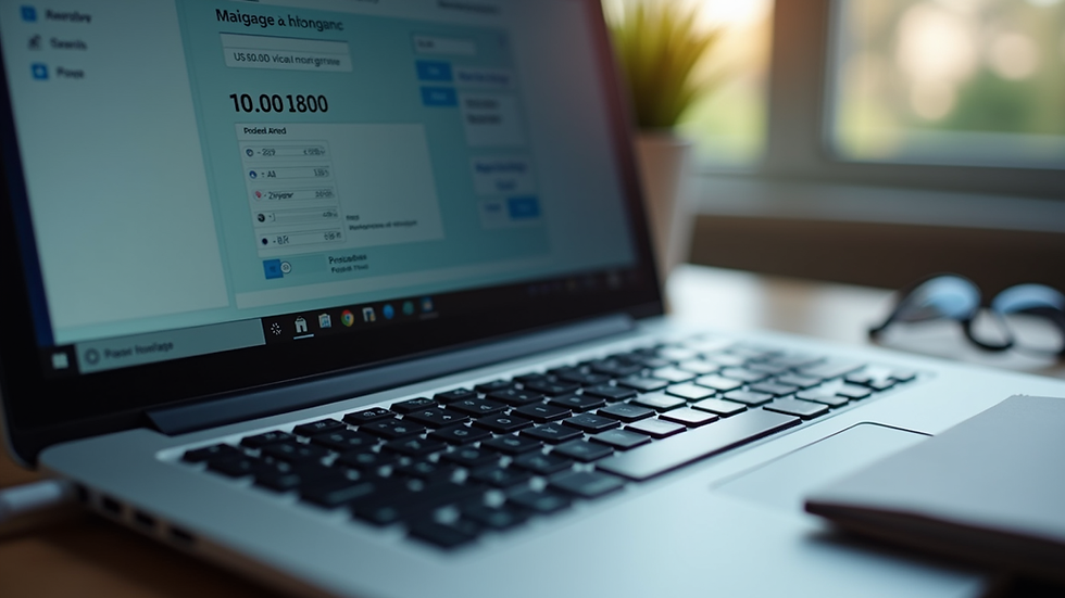 Eye-level view of a laptop screen showing a mortgage calculator interface
