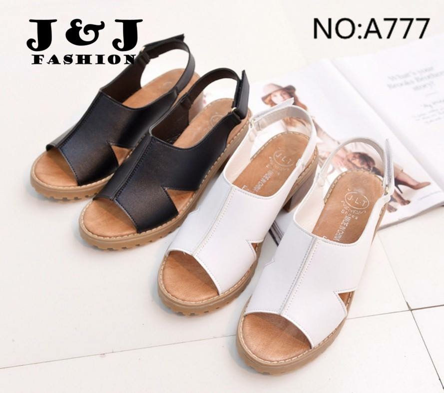 Thumbnail: Black leather sandals with velcro straps