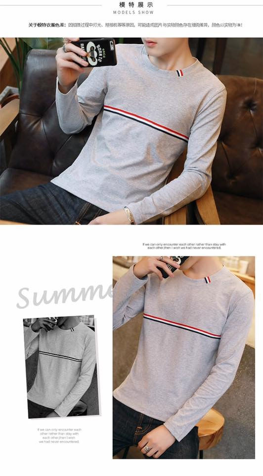 Thumbnail: Men's round neck new striped long-sleeved